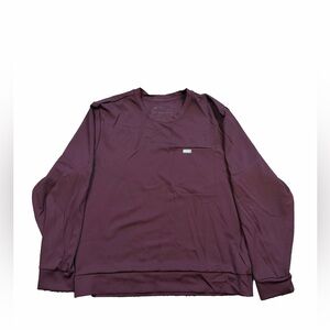 FIGS Burgundy Destin Crew Neck Scrub Top XL Long Sleeve